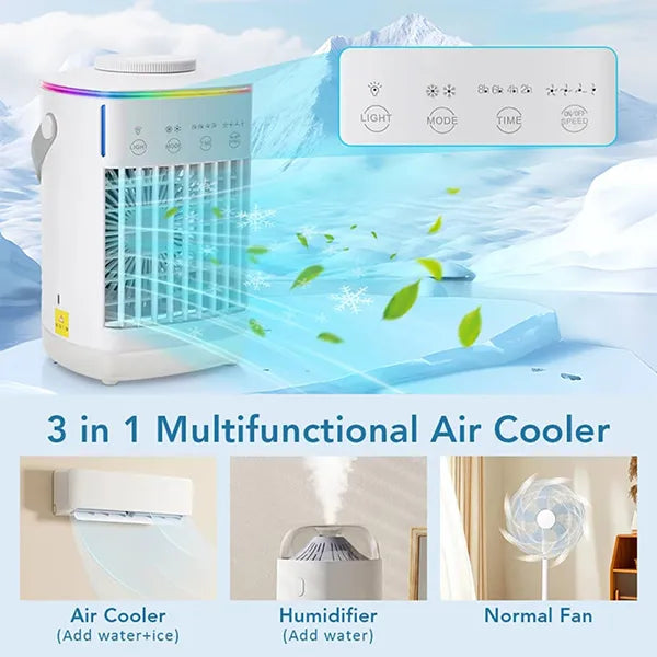 BaliAir 3-in-1 Portable Air Conditioner – Mini Air Cooler with Humidifier & LED Night Light for Home, Office & Desktop
