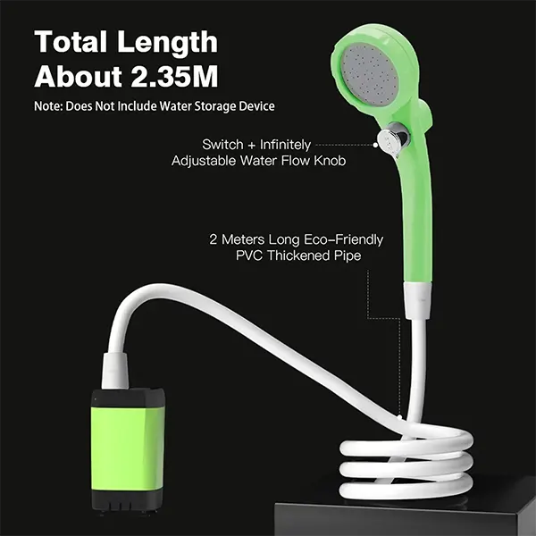 DutyShower Portable Camping Shower Pump – 6000mAh / 7800mAh, Full-Screen Intelligent Display, Outdoor Shower Kit
