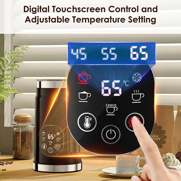 ChoMiz 4-in-1 Electric Milk Frother & Hot Chocolate Maker – Hot & Cold Foam, Latte, Cappuccino