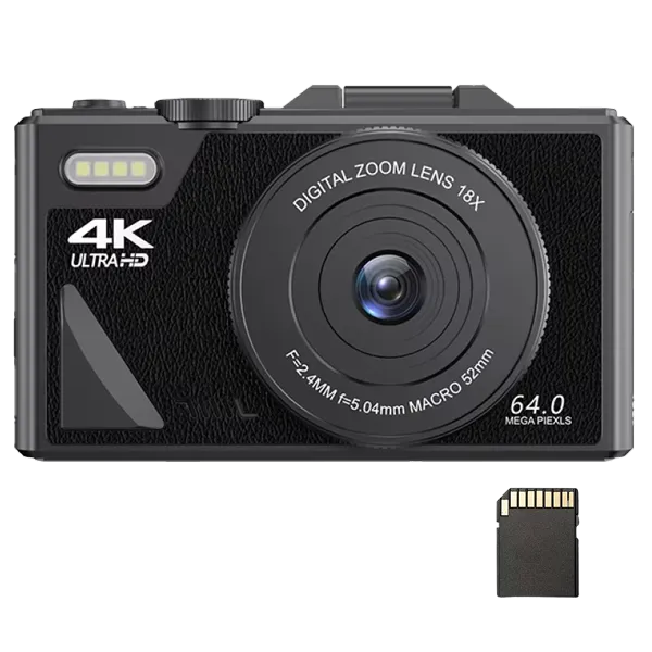 CamTravel 4K Compact Travel Camera – 64MP, WiFi, 18X Zoom, 3.0" Flip Screen | Vlogging & Photography