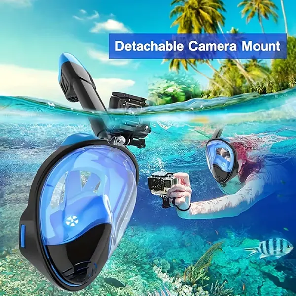 SnorkMask Full Face Snorkel Mask – 180° Panoramic View, Anti-Fog & Anti-Leak, Camera Mount, Foldable Snorkeling Set for Adults