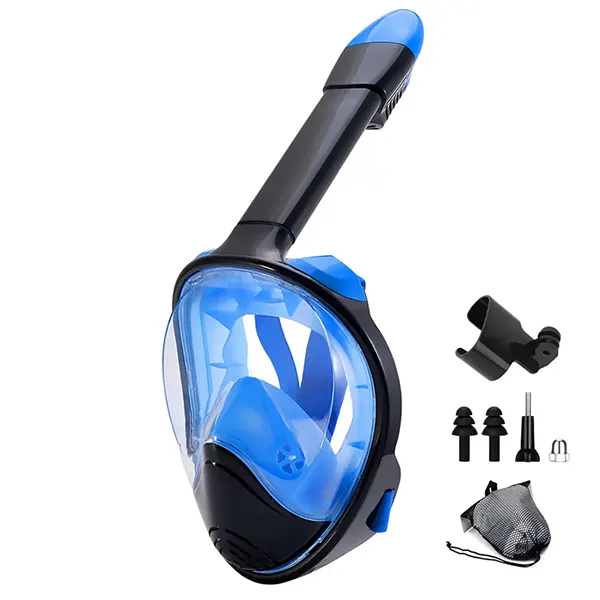 SnorkMask Full Face Snorkel Mask – 180° Panoramic View, Anti-Fog & Anti-Leak, Camera Mount, Foldable Snorkeling Set for Adults