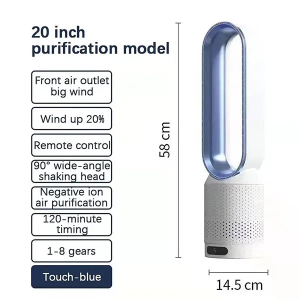 FamiBla Bladeless Fan 20" – Cooling Fan with Air Purification, 8 Speeds & Remote