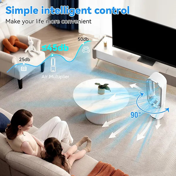 FamiBla Bladeless Fan 20" – Cooling Fan with Air Purification, 8 Speeds & Remote