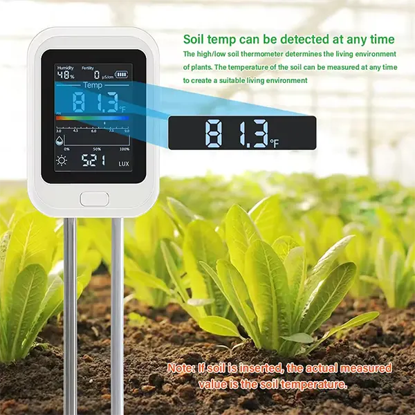 Famipheer X2 6-in-1 Soil pH Tester – Rechargeable Digital Meter with LCD Display for pH, Moisture, Temperature, Sunlight & Fertility
