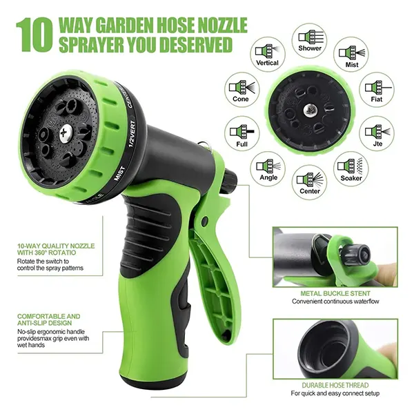 GarHose 100FT Premium Garden Hose – Stainless Steel & Expandable, Solid Brass Connectors, 10-Function Spray Nozzle, Commercial & Residential