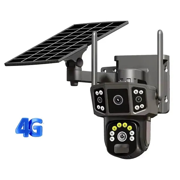 HomiSol 4K Solar Security Camera – PTZ WiFi & 4G, 360° View, Dual Lens, PIR Motion Detection & Built-in Battery