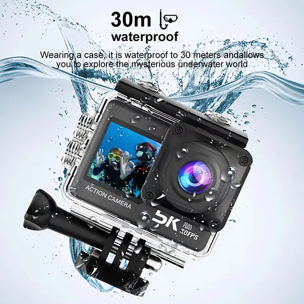 RikuCam 5K Action Camera – 50MP, IP68 Waterproof to 5M, 170° Wide Angle & Anti-Shake