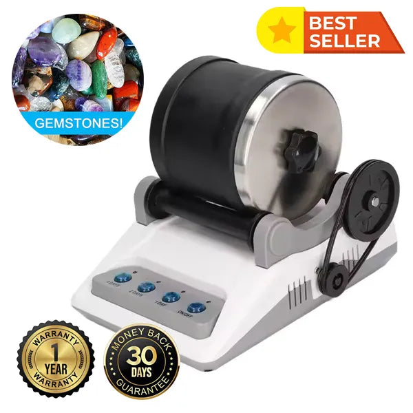 PolGem Rock Tumbler Kit – 4-Stage Grit System with 7-Day Timer