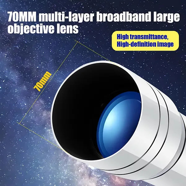 DeliTele 70mm Astronomy Telescope – Portable Stargazing Telescope for Kids, Beginners & Adults with Backpack & Adjustable Tripod