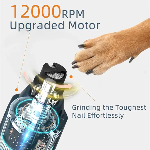 SukiPaw 6-Speed Dog Nail Grinder – Super Quiet, Rechargeable, Painless Grooming for Small, Medium & Large Dogs