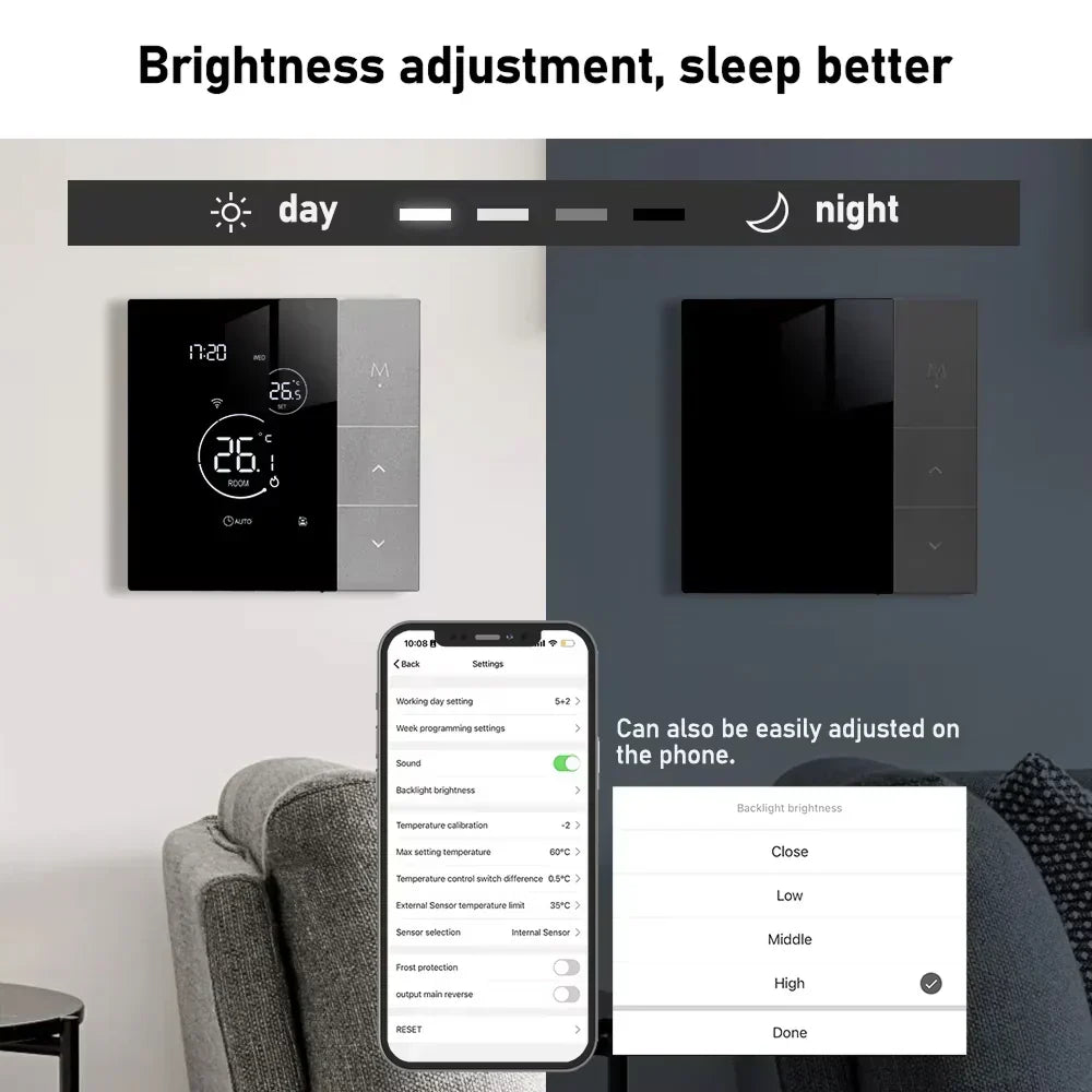 TherMor Smart WiFi Thermostat – 16A Programmable, Alexa & Google Assistant, Touch Display, Electric Floor Heating