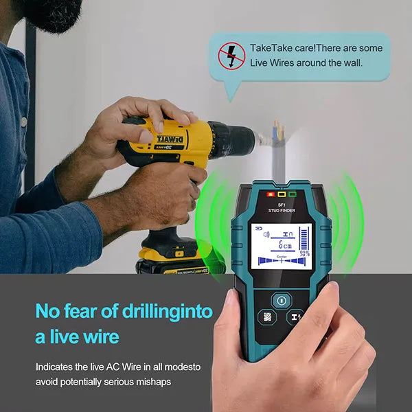 WallDetec Stud Detector – 5-in-1 Pro Smart Sensor with Audio Alarm & HD LCD Display