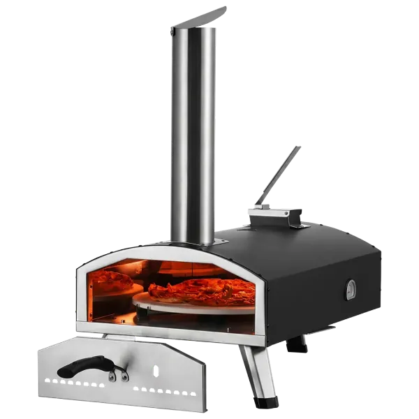 PiziOven 12" Outdoor Pizza Oven – Tri-Fuel Wood Pellet, Chip & Charcoal | 90-Second Bake, 210° Rotary Stone