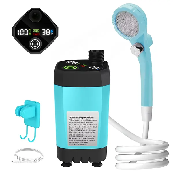 DutyShower Portable Camping Shower Pump – 6000mAh / 7800mAh, Full-Screen Intelligent Display, Outdoor Shower Kit