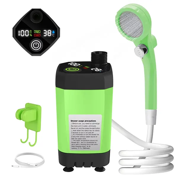 DutyShower Portable Camping Shower Pump – 6000mAh / 7800mAh, Full-Screen Intelligent Display, Outdoor Shower Kit