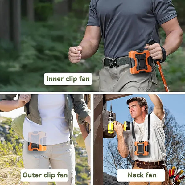 ChillBelt 5-in-1 Wearable Waist Fan – 100 Speeds, 12M/S, 24H Battery, Digital Display & Clip-on Light