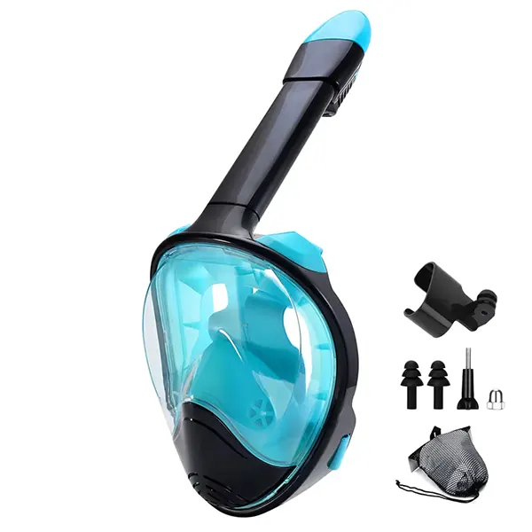 SnorkMask Full Face Snorkel Mask – 180° Panoramic View, Anti-Fog & Anti-Leak, Camera Mount, Foldable Snorkeling Set for Adults