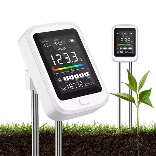 AmiSol3 6-in-1 Soil pH Tester – Rechargeable Digital Meter with LCD Display for pH, Moisture, Temperature, Sunlight & Fertility