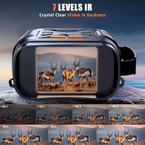 MonoBia 4K Night Vision Binoculars – 10x Digital Zoom, 7x Infrared, 2.8" HD Screen & 64GB TF Card