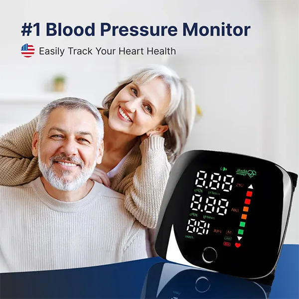 MoniAdam Wrist Blood Pressure Monitor – Touch Screen, 3-Colour Display, Dual-User Memory & Voice Broadcast