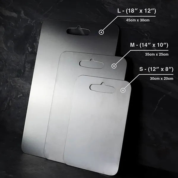 MoniBoa 100% Titanium Cutting Board – Non-Toxic, Dishwasher Safe, Reversible Charcuterie Board with Handle for Kitchen & Camping