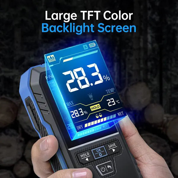 DrikCoter Pinless Moisture Meter – Rechargeable Humidity Detector for Wood, Wall, Concrete & Lumber with Data Hold, Record & Flashlight