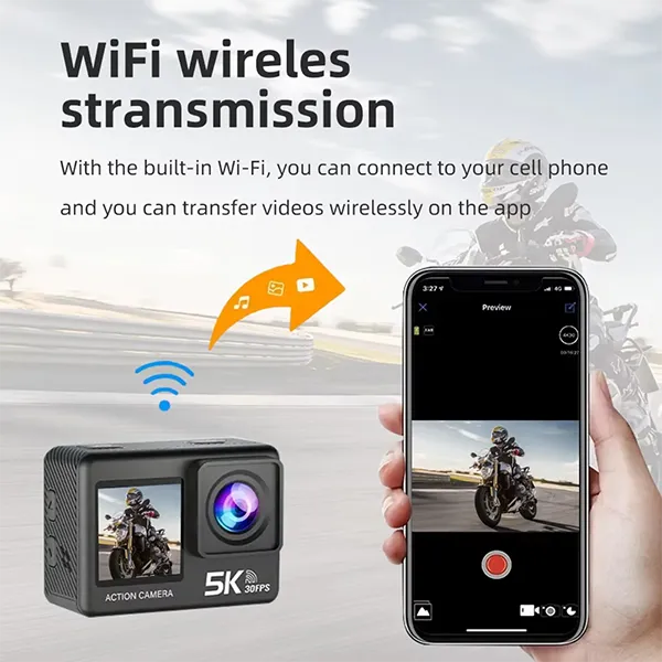 RikuCam 5K Action Camera – 50MP, IP68 Waterproof to 5M, 170° Wide Angle & Anti-Shake