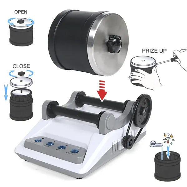 PolGem Rock Tumbler Kit – 4-Stage Grit System with 7-Day Timer
