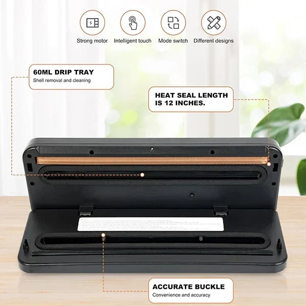 Safresh Vacuum Sealer Machine – 65Kpa Suction, UV Sterilization, 30cm Seal, External Jar Sealing & Bags Included