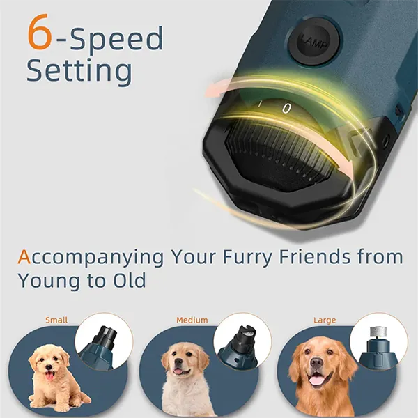 SukiPaw 6-Speed Dog Nail Grinder – Super Quiet Rechargeable Electric Nail Trimmer for Dogs