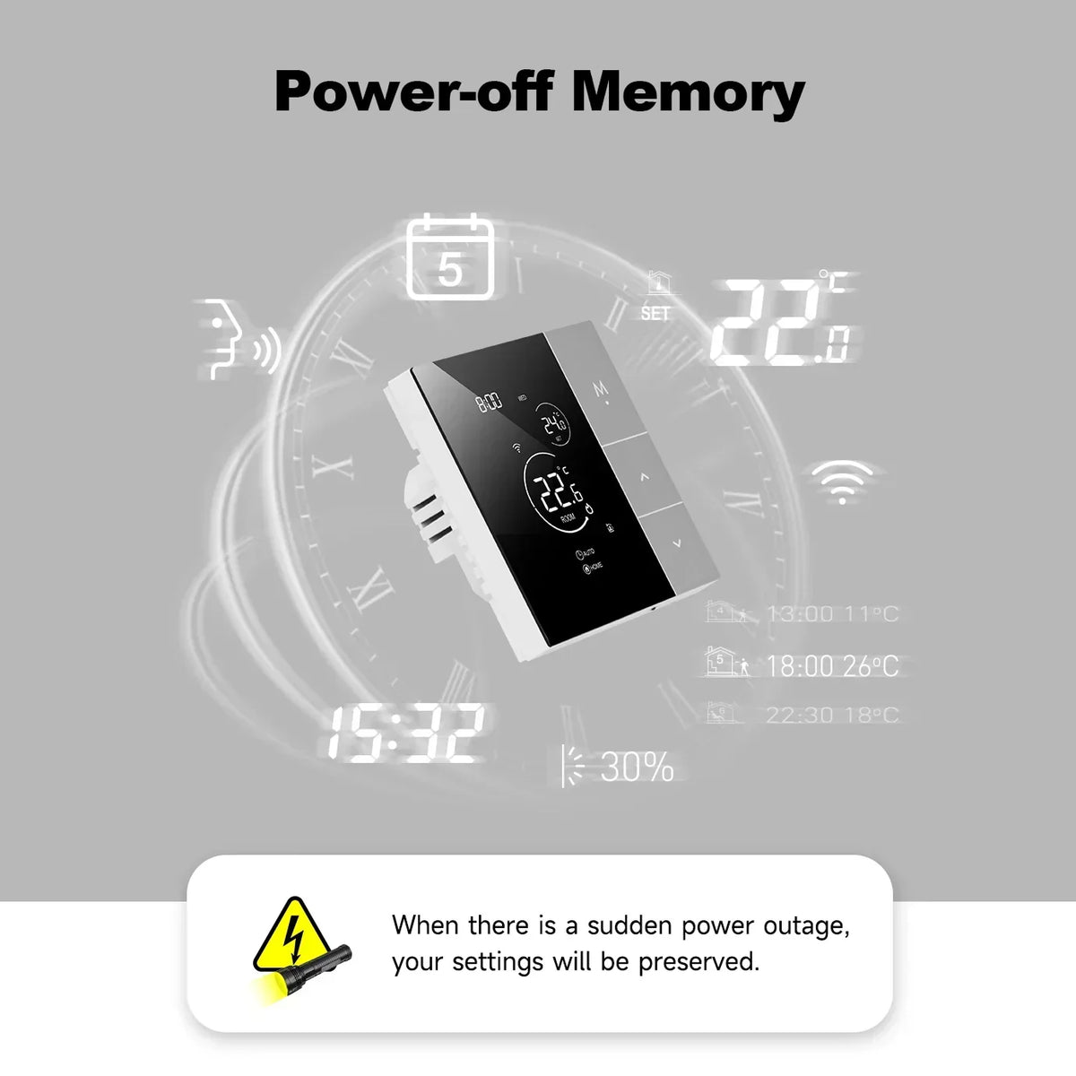 TherMor Smart WiFi Thermostat – 16A Programmable, Alexa & Google Assistant, Touch Display, Electric Floor Heating