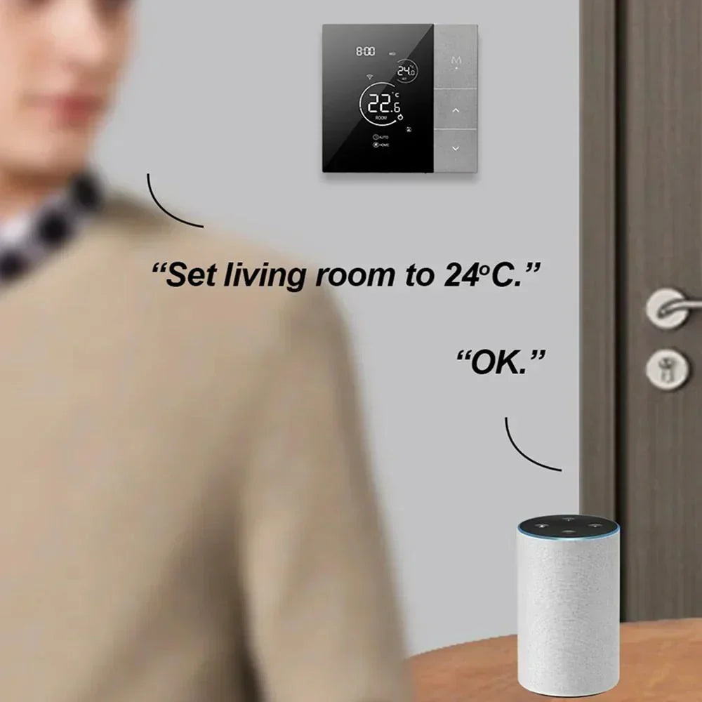 TherMor Smart WiFi Thermostat – 16A Programmable, Alexa & Google Assistant, Touch Display, Electric Floor Heating