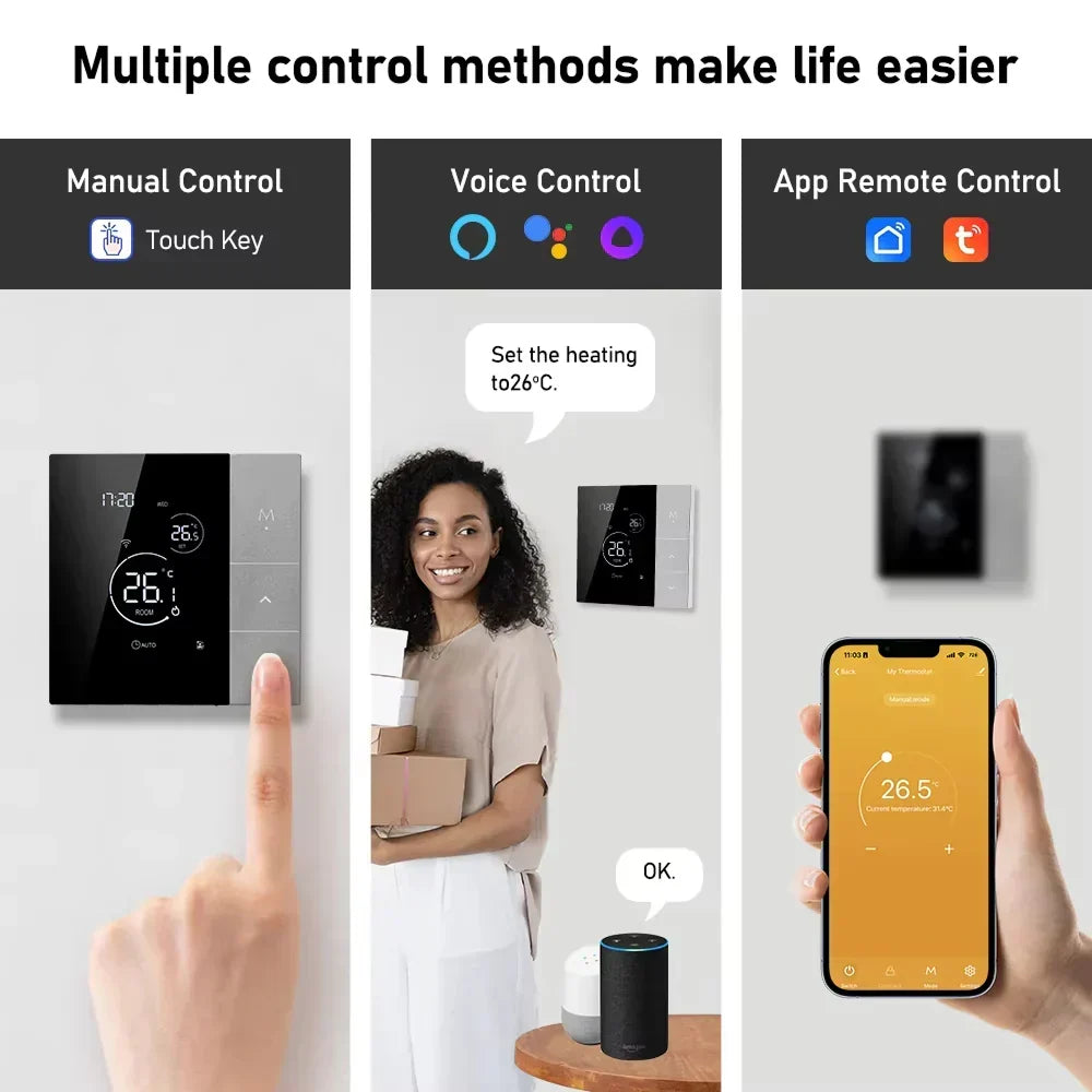 TherMor Smart WiFi Thermostat – 16A Programmable, Alexa & Google Assistant, Touch Display, Electric Floor Heating