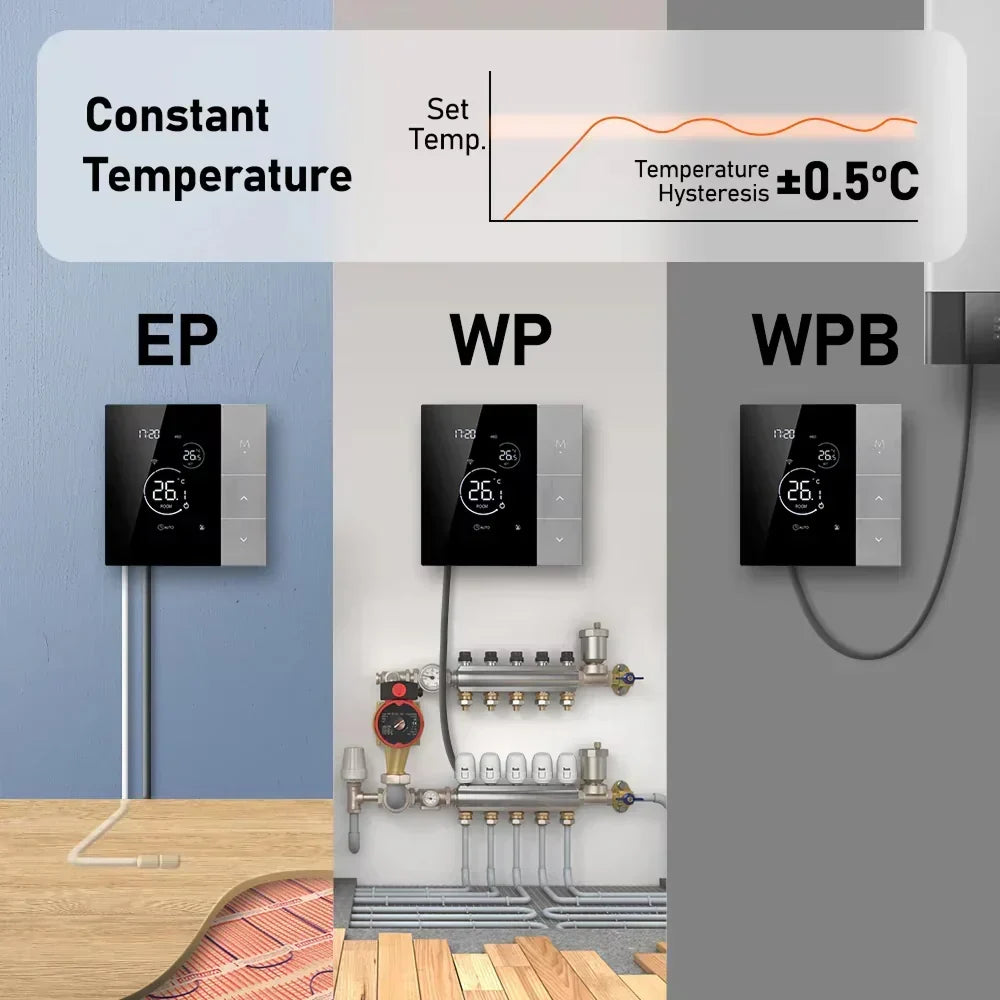 TherMor Smart WiFi Thermostat – 16A Programmable, Alexa & Google Assistant, Touch Display, Electric Floor Heating