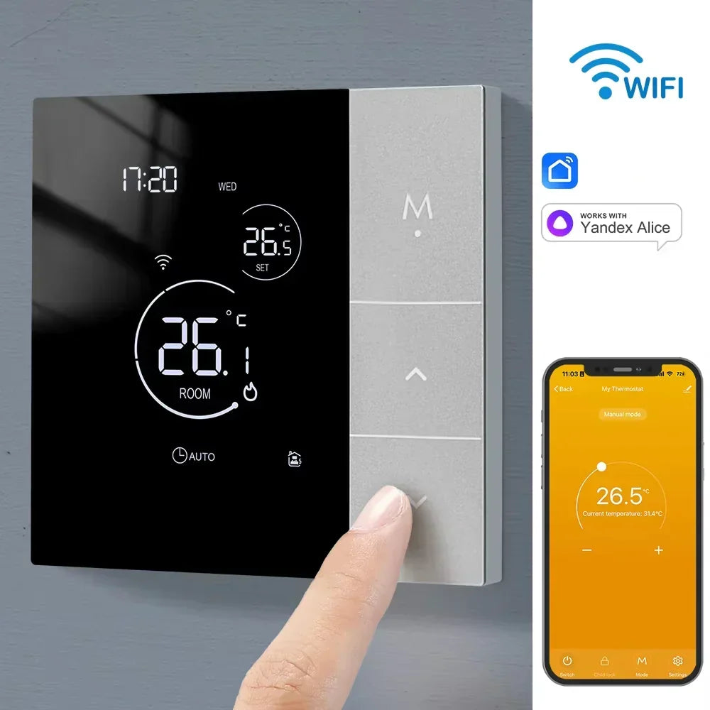 TherMor Smart WiFi Thermostat – 16A Programmable, Alexa & Google Assistant, Touch Display, Electric Floor Heating