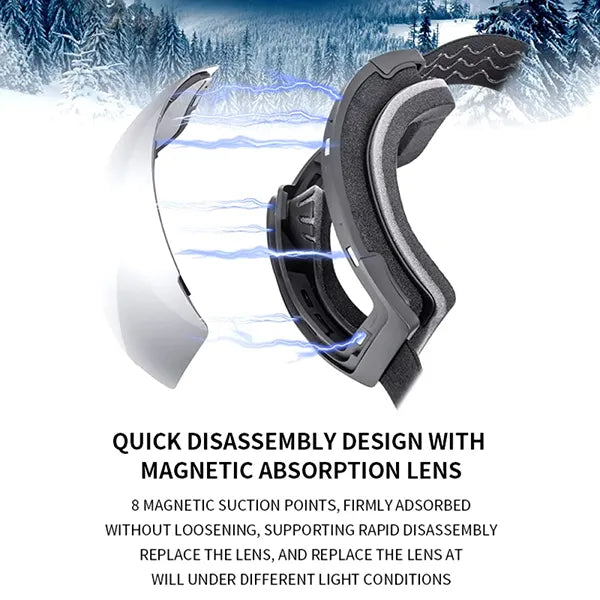 Glaciax Ski Goggles – Anti-Fog & UV Protection with Magnetic Lens for Men & Women
