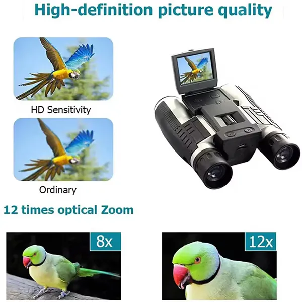 CamBino Digital Binoculars with Camera – 48MP, 2.5K Video, 8X Zoom, 2.4" LCD, IPS Anti-Glare, 32GB SD Card for Birdwatching & Travel