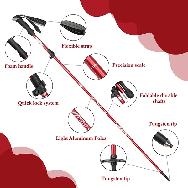 Kolamia Collapsible Trekking Poles – Lightweight Aircraft-Grade Aluminum Folding Hiking Sticks