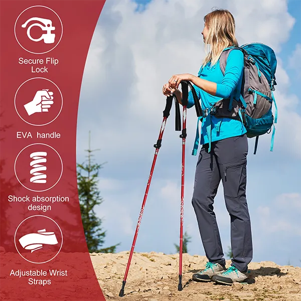 Walkisetic Collapsible Trekking Poles – Aircraft-Grade Aluminium, Quick-Lock, Adjustable for All Heights