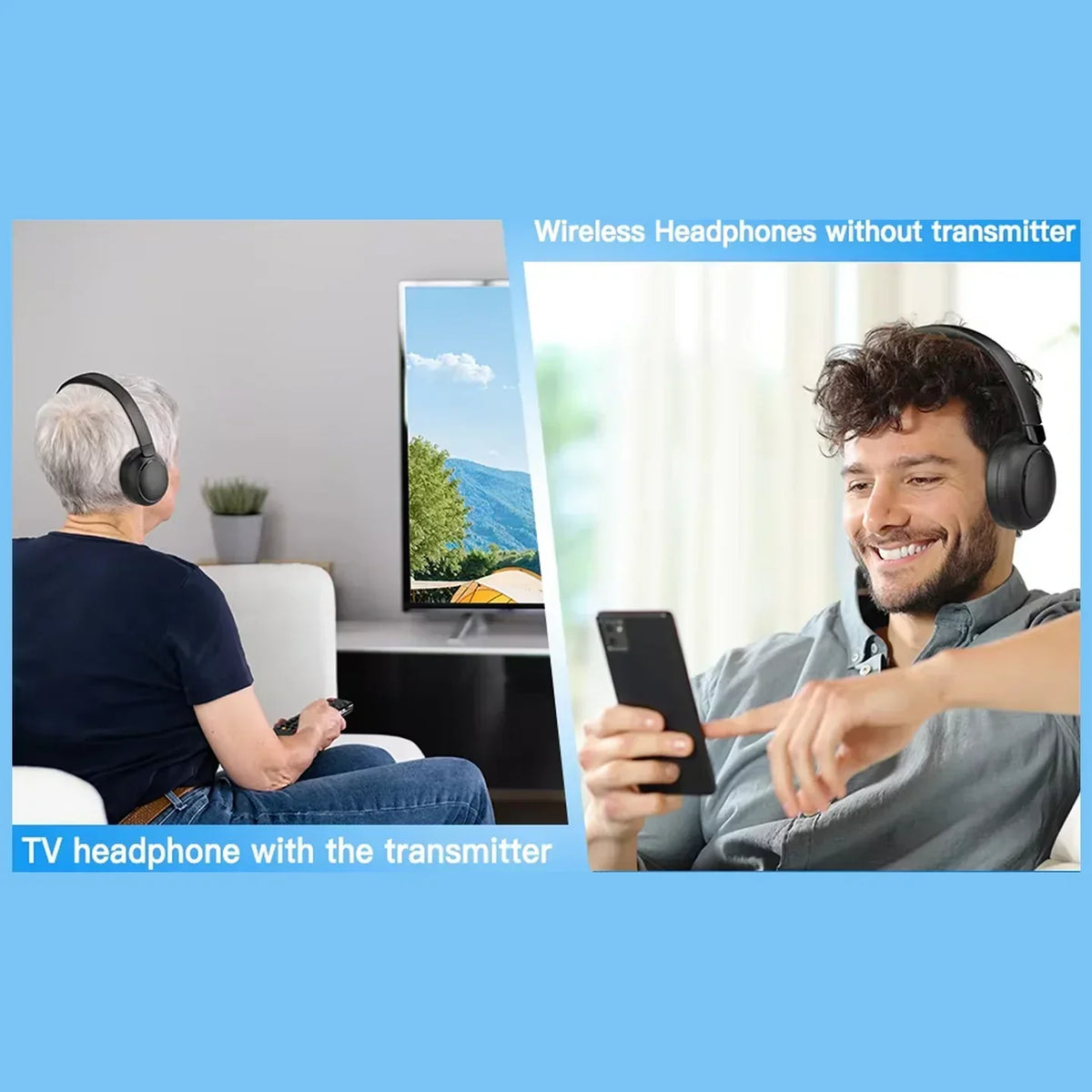 Lofialo TV Headphones – Wireless Headphones for TV Watching | Zero Latency, 100ft Range