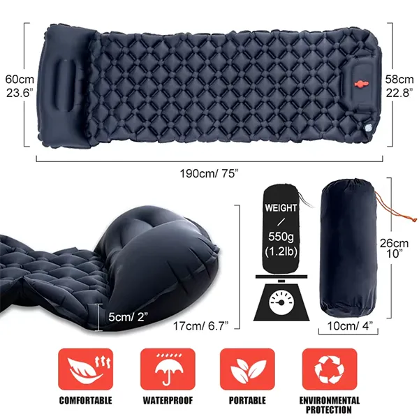 NoviPad M5 Inflatable Sleeping Pad with Pillow – Ultralight Camping Air Mattress