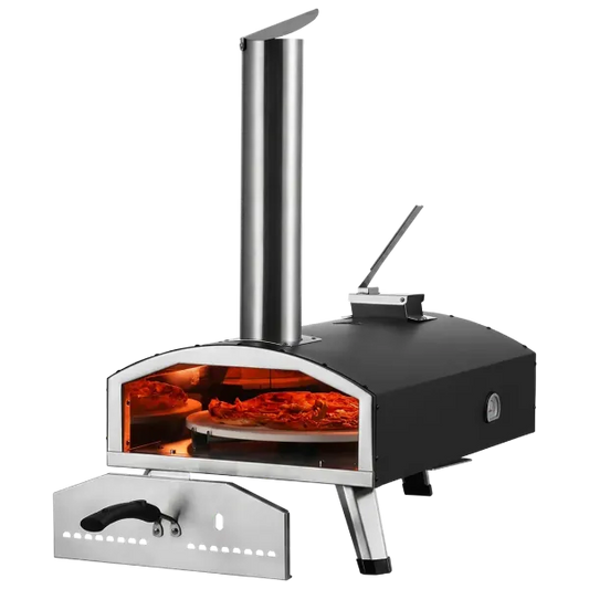 PiziOven 12" Outdoor Pizza Oven – Tri-Fuel Wood Pellet, Chip & Charcoal | 90-Second Bake, 210° Rotary Stone