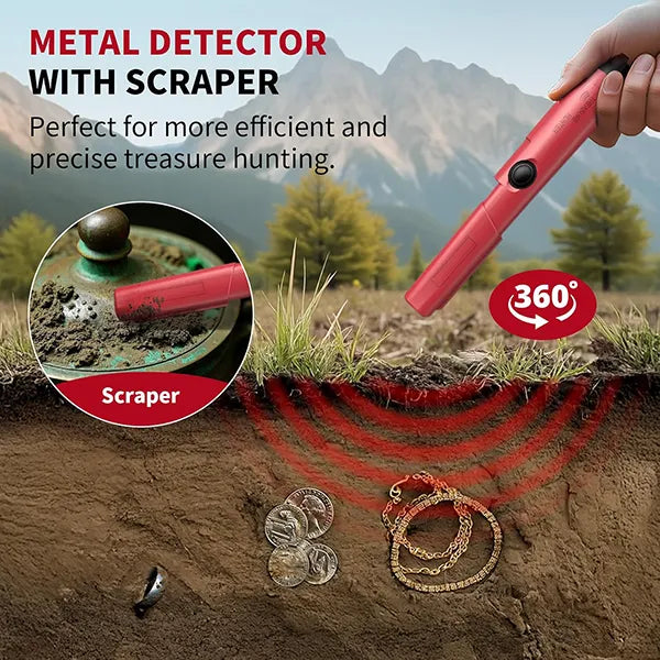 PoPinter Metal Detector Pinpointer – Waterproof 360° Handheld Pin Pointer with 3 Sensitivity Levels & 6 Modes