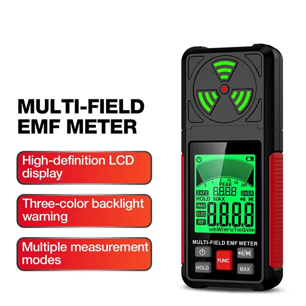 PoriEMF 3-in-1 EMF Detector – Rechargeable Electromagnetic Field Radiation Meter with LCD Display for Home & Office