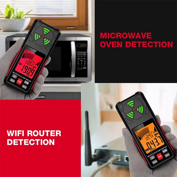 PoriEMF 3-in-1 EMF Detector – Rechargeable Electromagnetic Field Radiation Meter with LCD Display for Home & Office