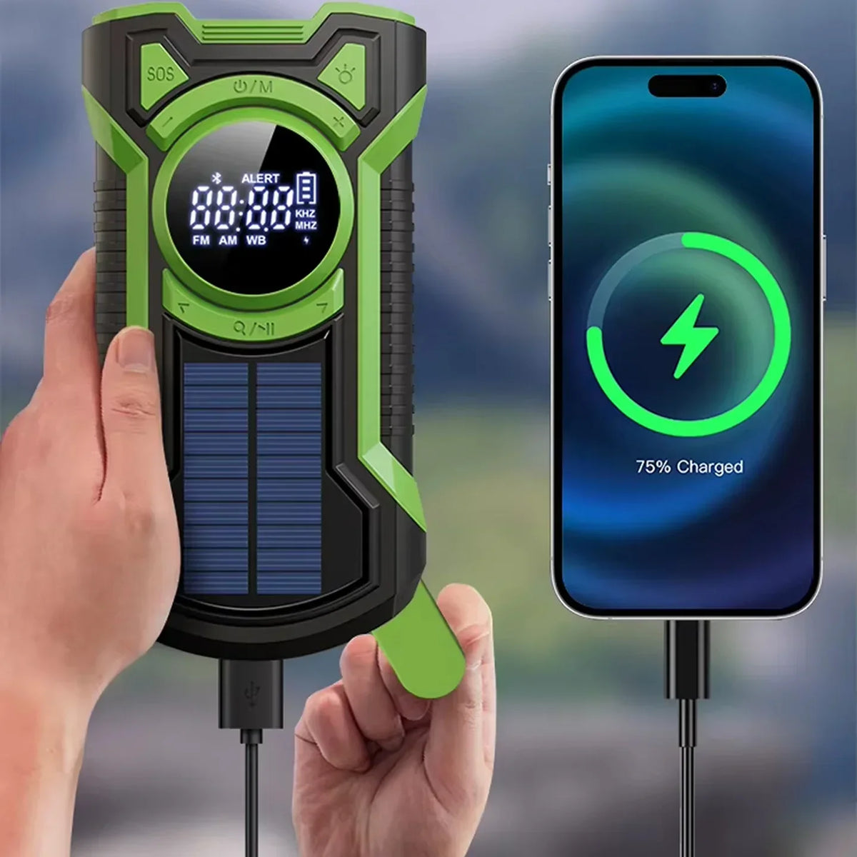 DalyRad Emergency Radio – 5000mAh Power Bank, Solar & Hand Crank, AM/FM, SOS Alert & 3-Mode Flashlight
