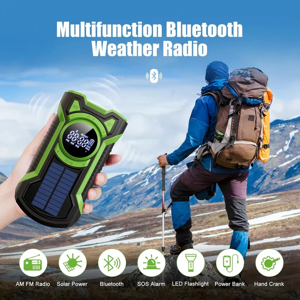 DalyRad Emergency Radio – 5000mAh Solar Hand Crank Radio with Flashlight & SOS Alert