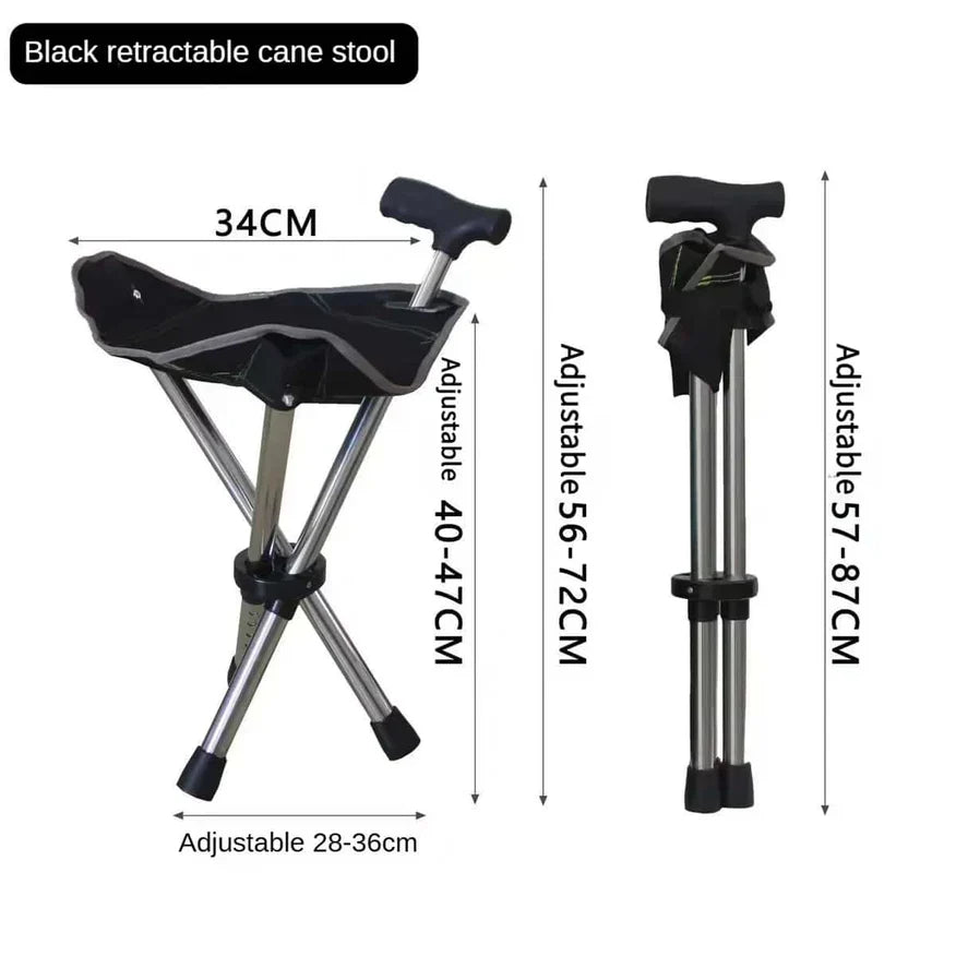 YasuSeat Walking Stick with Seat – Adjustable Telescoping Trekking Pole for Elderly | Aircraft-Grade Aluminum | Black, Green & Red