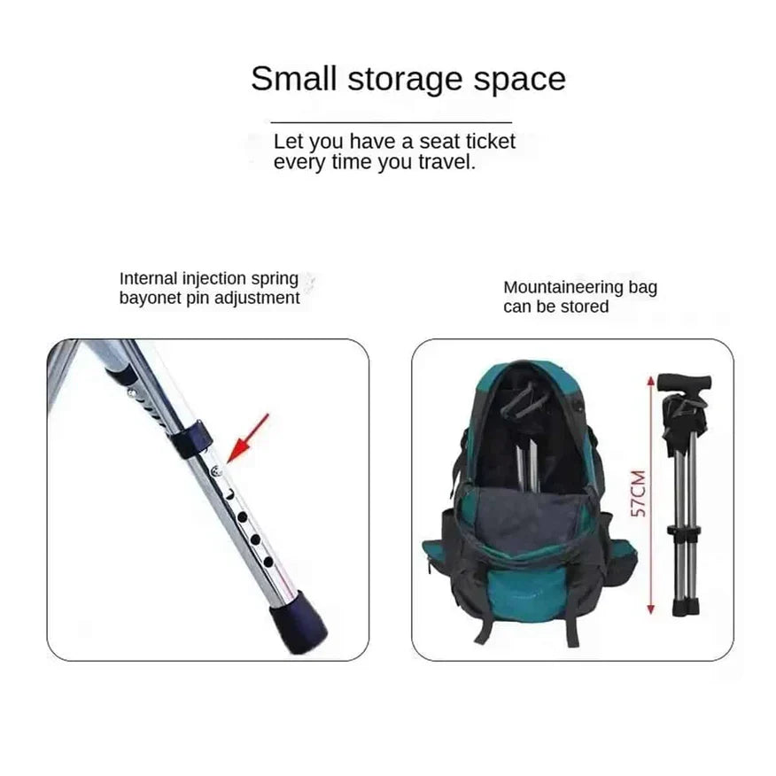 YasuSeat Walking Stick with Seat – Adjustable Telescoping Trekking Pole for Elderly | Aircraft-Grade Aluminum | Black, Green & Red